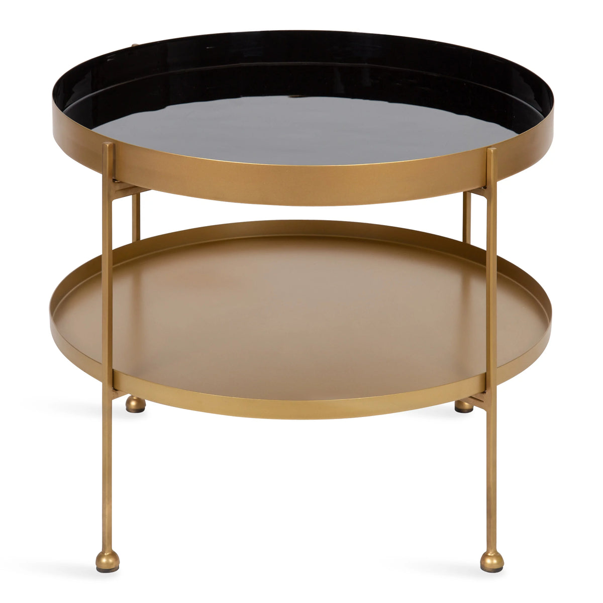 26 Inch Black and Gold Metal Round Coffee Table F879072