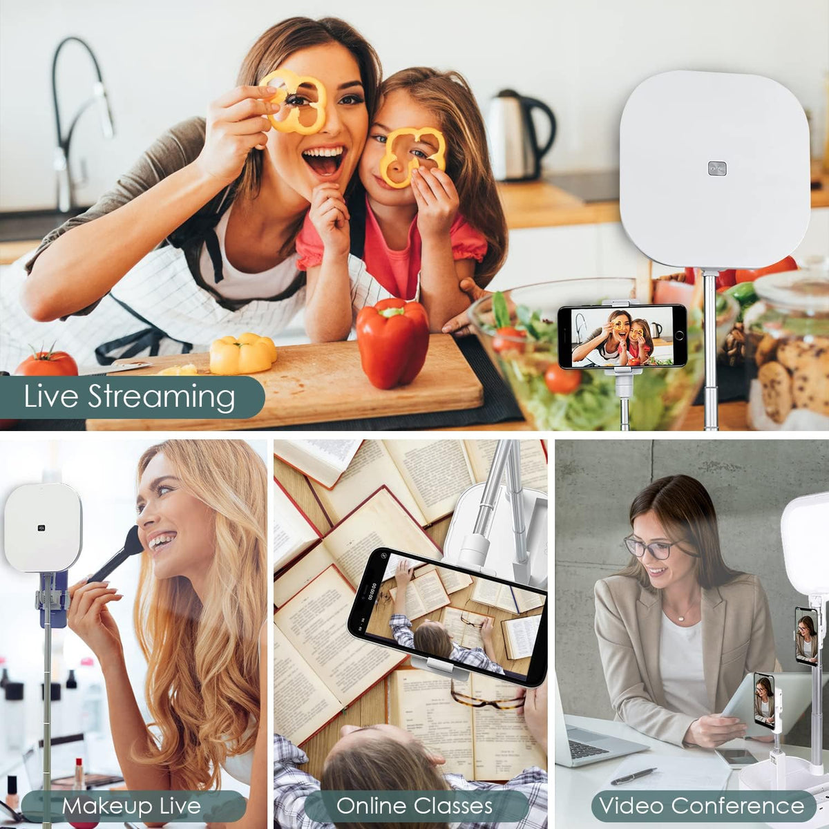 Rechargeable Wireless Foldable Phone Stand with LED Light, Pack of 2 Y89120
