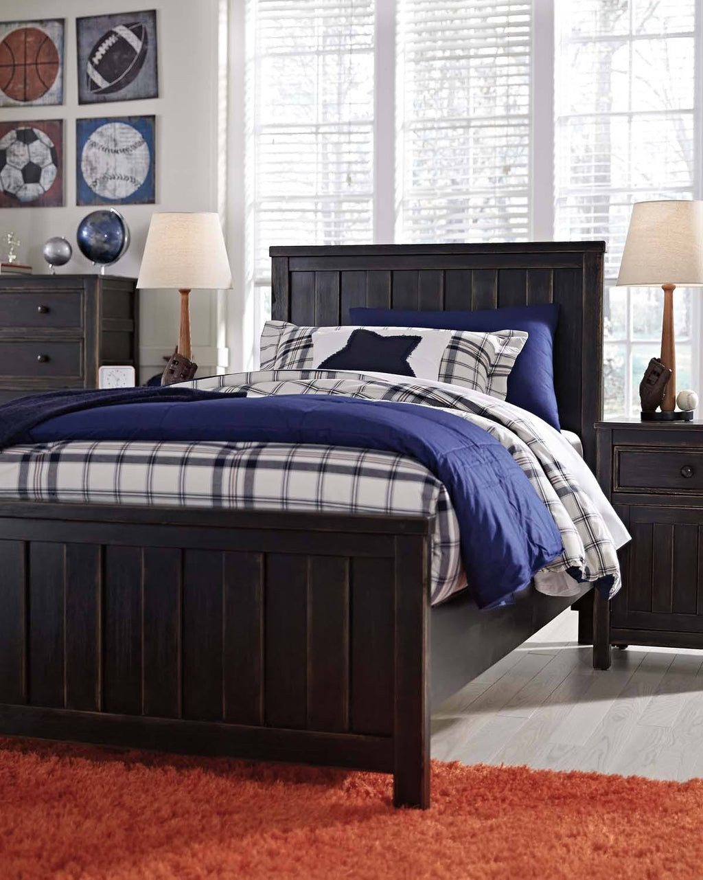 Black Twin Panel Headboard A757729