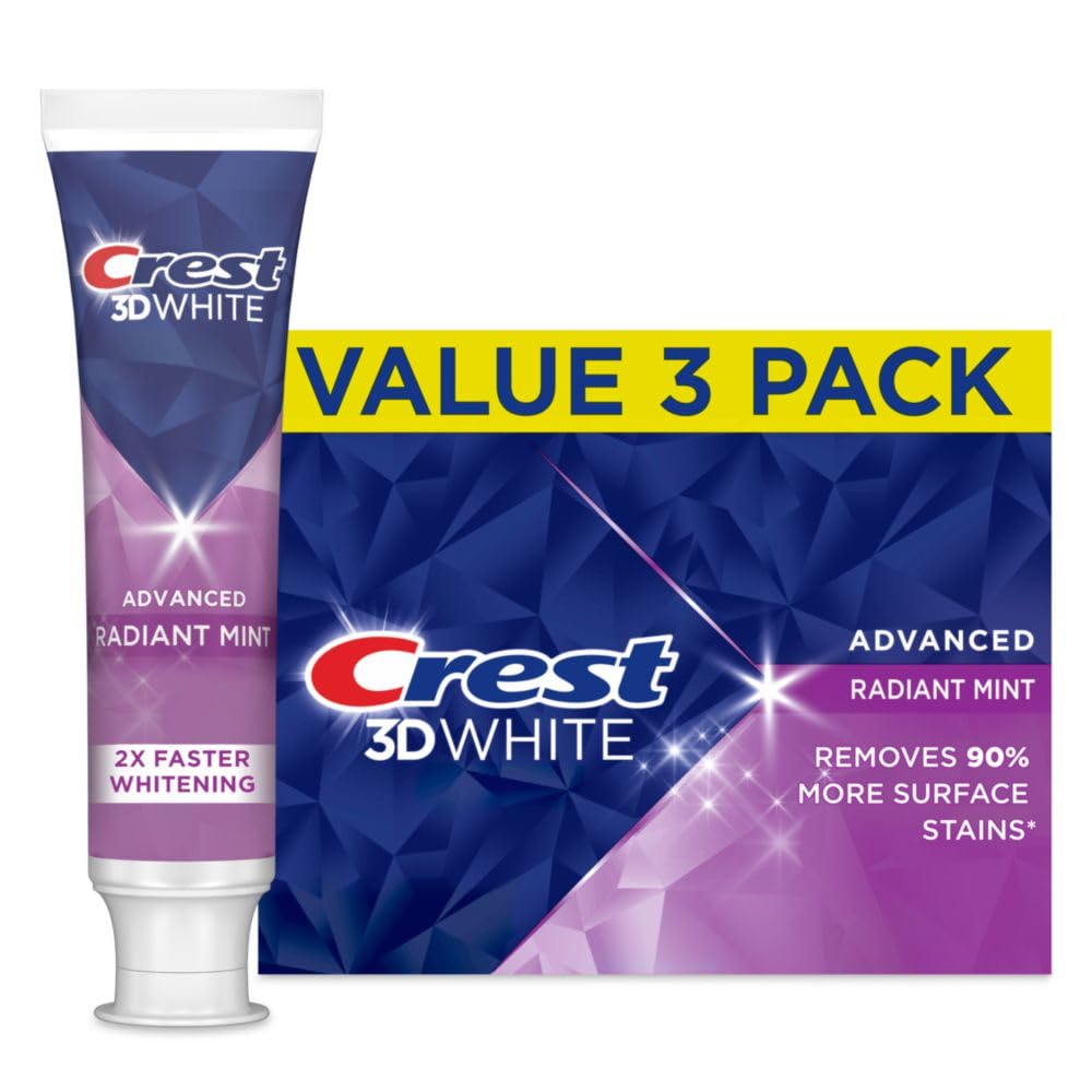 3D White Advanced Teeth Whitening Toothpaste, Radiant Mint, 3.3 oz, Pack of 3 B720916