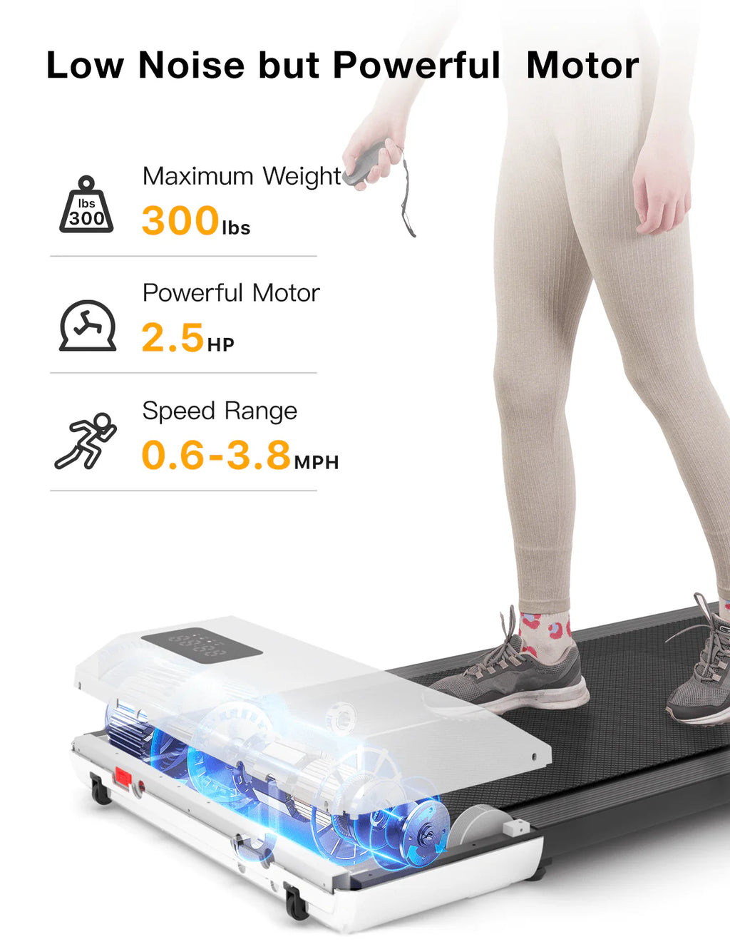 2 in 1 Under Desk Treadmill with Remote Control and LED Display R2297