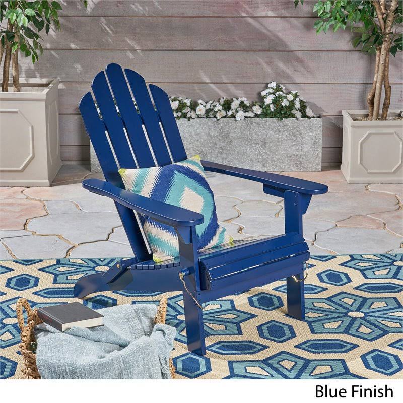 Blue Foldable Acacia Wood Adirondack Chair K523542