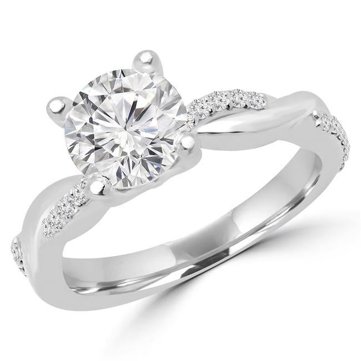 14K White Gold Diamond Solitaire Engagement Ring G7706