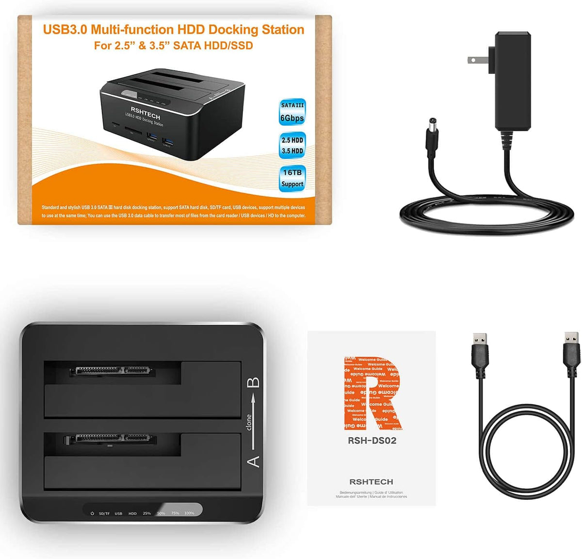 USB 3.0 Aluminum Dual Bay Hard Drive Docking Station B876