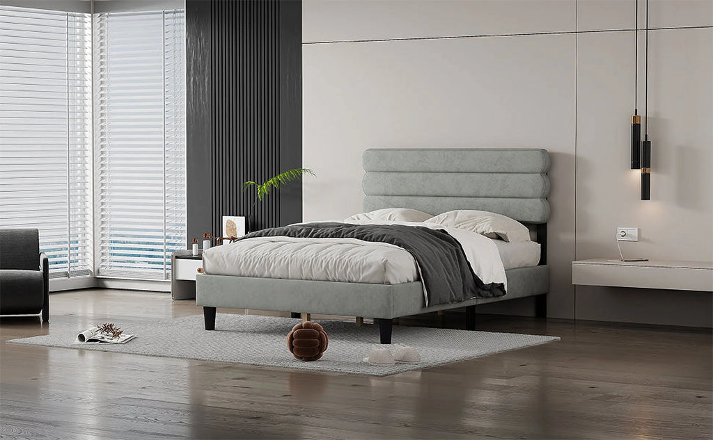Full Size Bed Frame Light Gray M407923