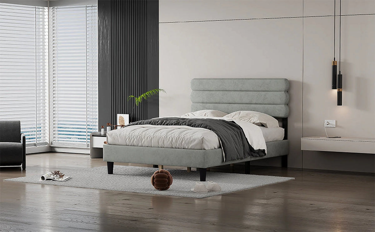 Full Size Bed Frame Light Gray M407923
