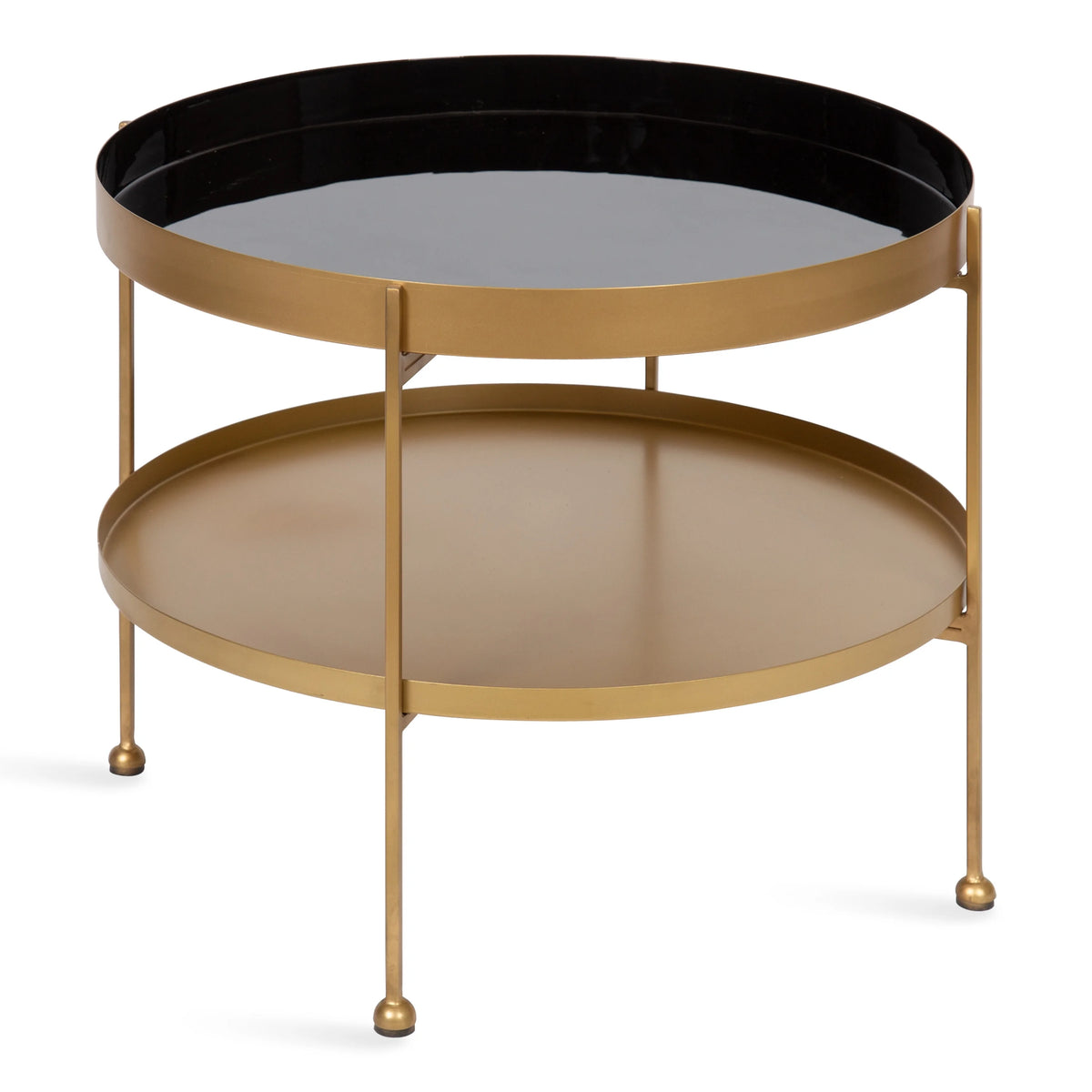 26 Inch Black and Gold Metal Round Coffee Table F879072