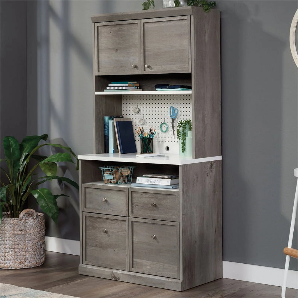 Engineered Wood Storage Hutch in Mystic Oak Finish D139