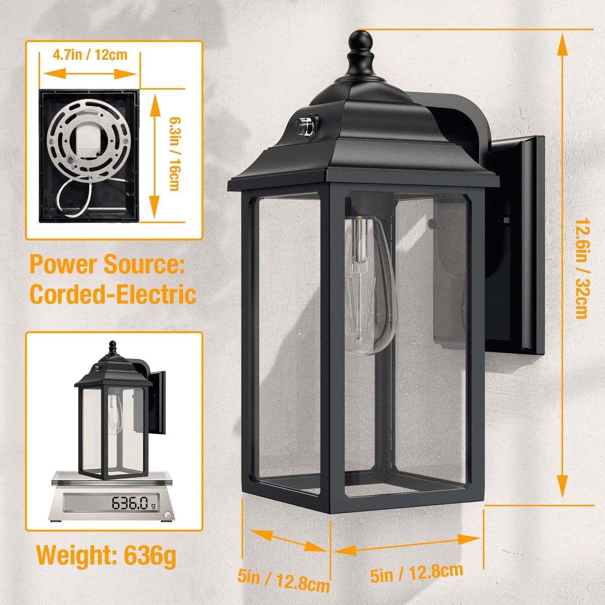 Black Outdoor Wall Sconce 2 Sets Y18549