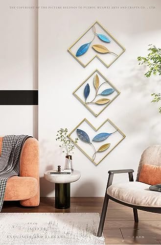 Set of 3 Metal Wall Art Decor (blue+gold) W5813