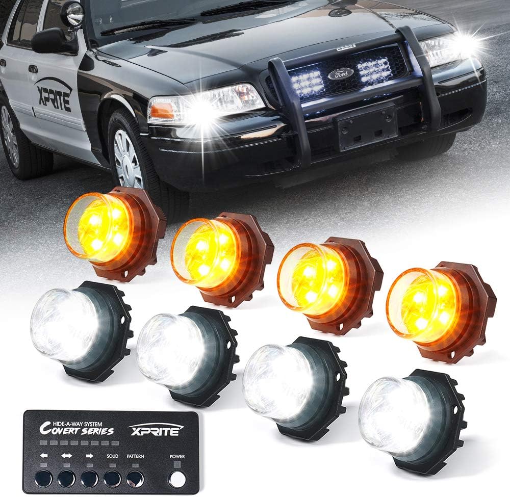 White Amber LED Strobe Lights Kit 8 PCS O973918