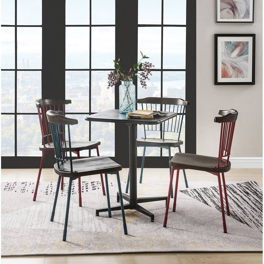 Red & Brown Oak Side Chair Set of 2 E9036