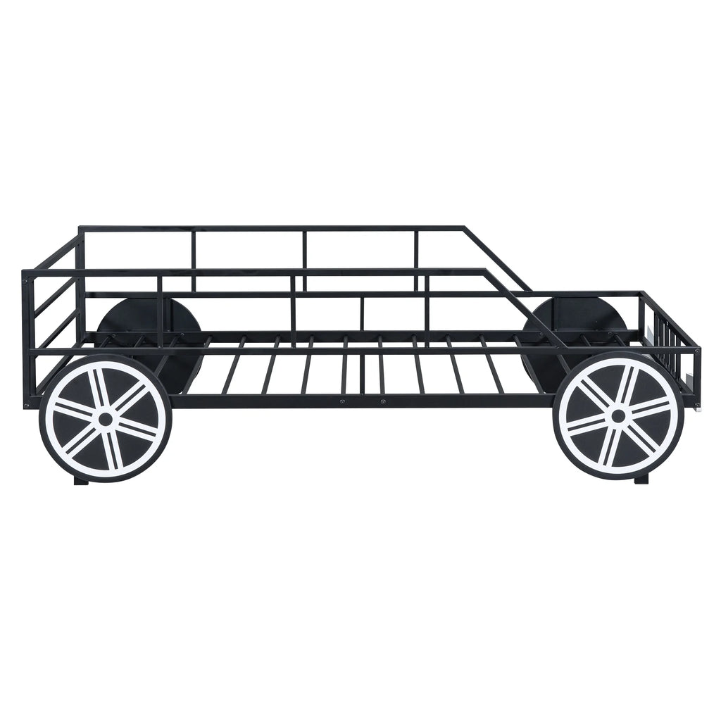 Twin Size Metal Bed Frame with Headboard and Guardrail F6057