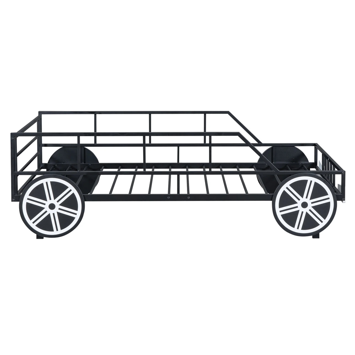 Twin Size Metal Bed Frame with Headboard and Guardrail F6057