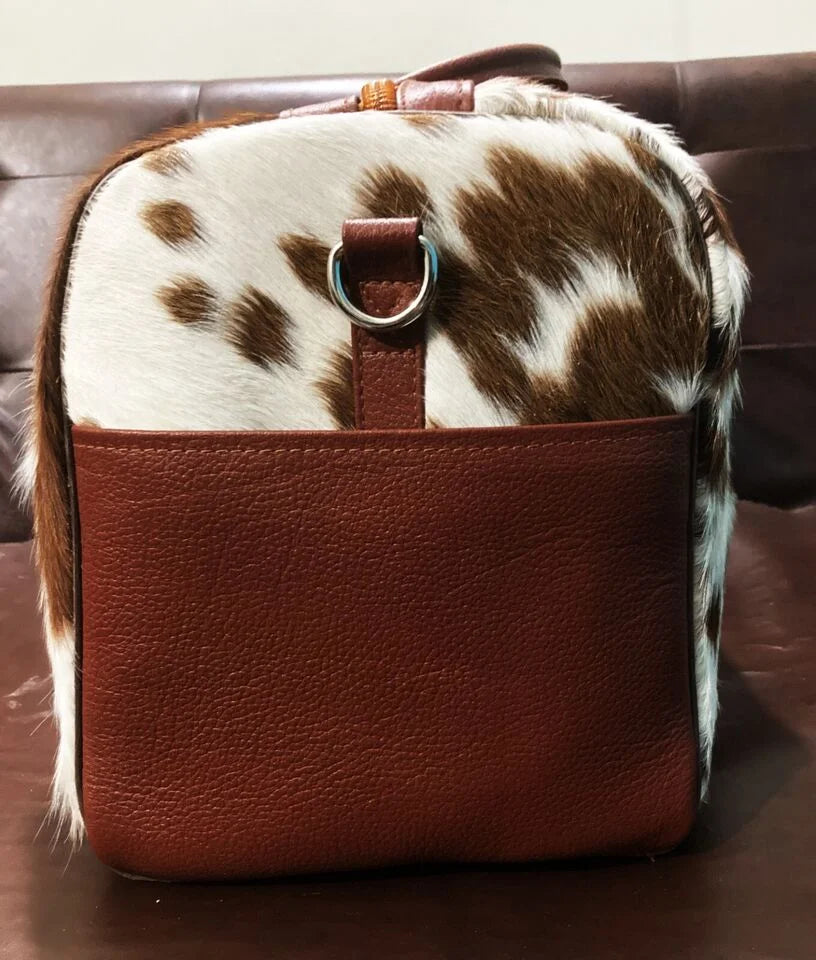 Real Cow Skin Leather Travel Duffle Bag J3465