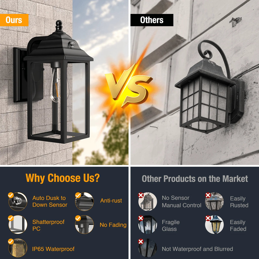 Black Outdoor Wall Sconce 2 Sets Y18549