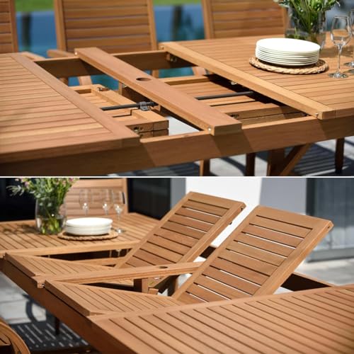 Extendable Patio Table Teak Finish U159