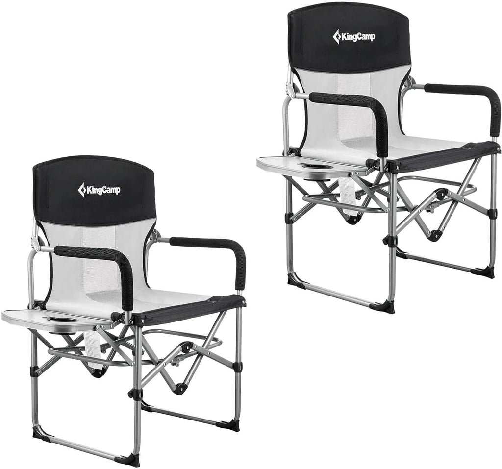 2 Pack Heavy Duty Folding Mesh Camping Chair with Side Table T580923