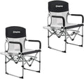 2 Pack Heavy Duty Folding Mesh Camping Chair with Side Table T580923