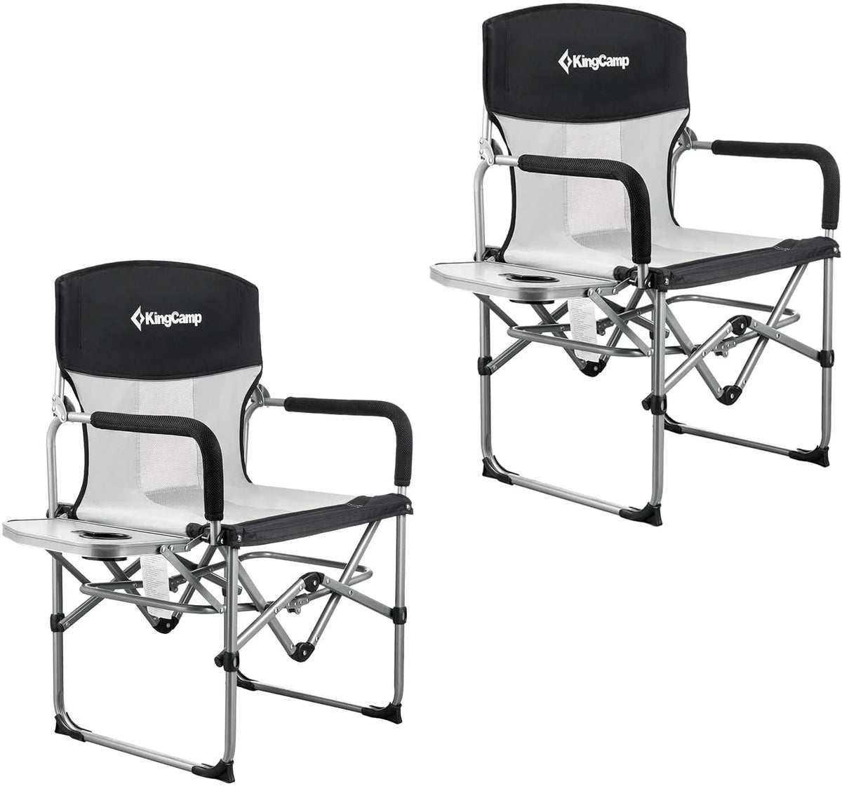2 Pack Heavy Duty Folding Mesh Camping Chair with Side Table T580923