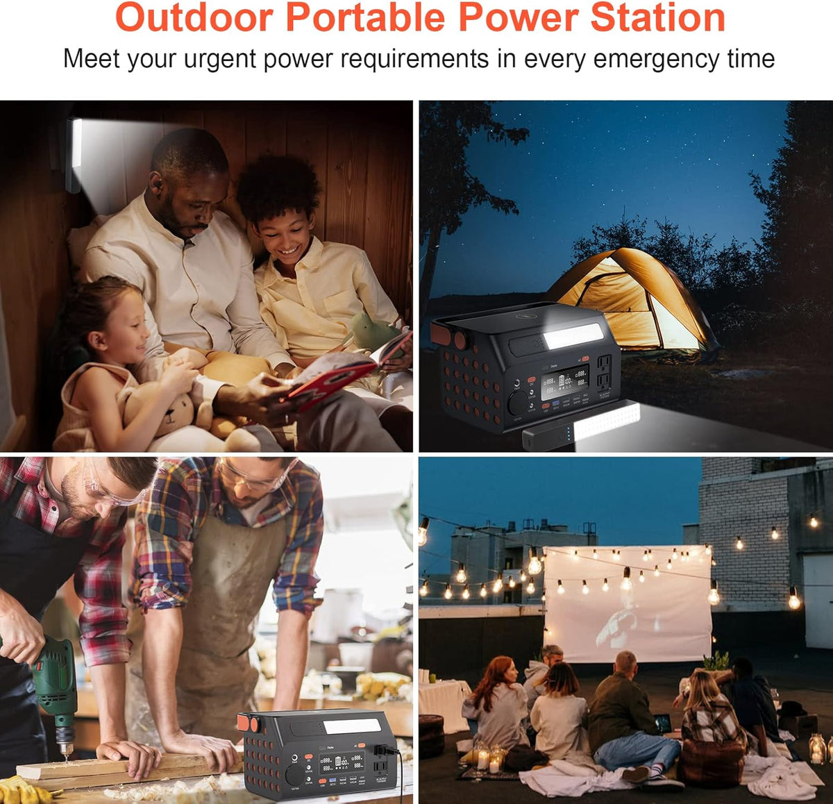 Portable Power Station 296Wh Lithium Battery 110V Pure Sine Wave AC Outlet Z4328