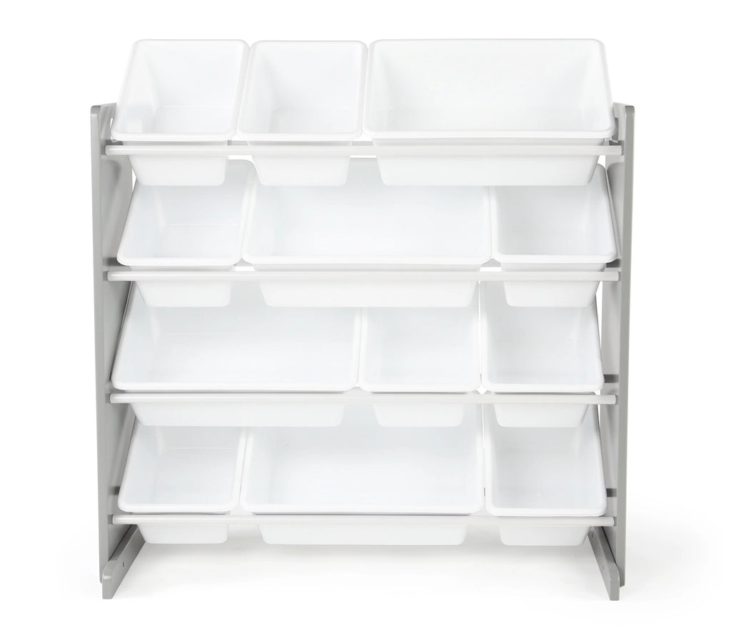 Wood and Plastic Organizing Rack with 12 Bins Y271