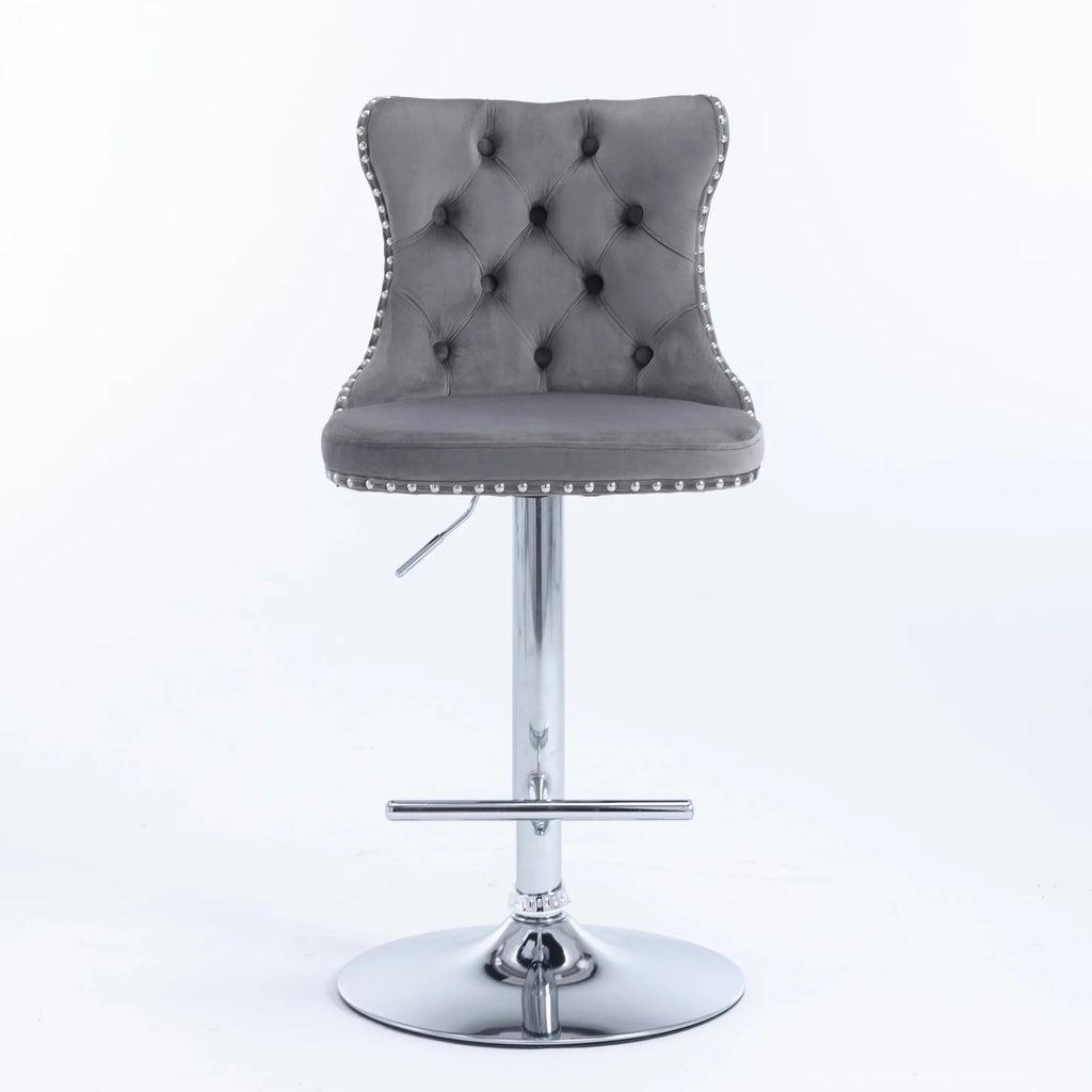 Gray Velvet Swivel Bar Stools Set of 2 with Backs G24514