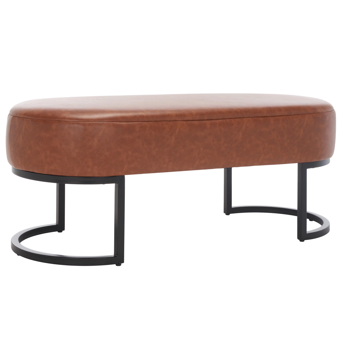 Cognac Leather Oval Bench H74313