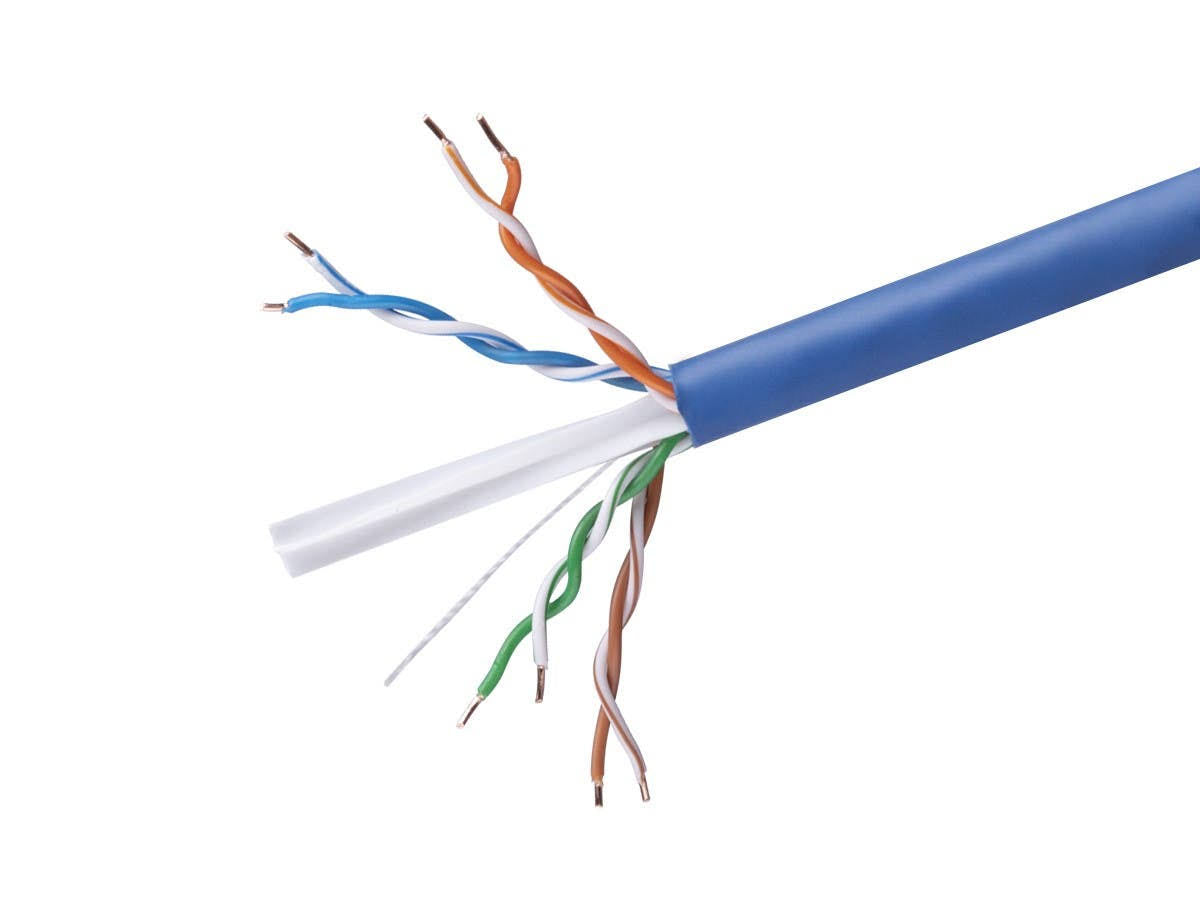 Cat6 Bulk Bare Copper Ethernet Cable UTP Solid Riser Rated 23AWG Blue U4247