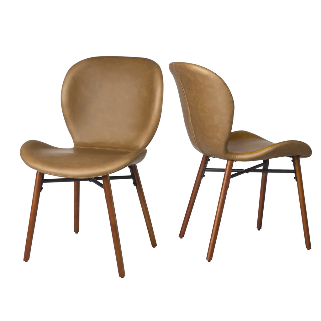 Brown Leather Dining Chairs Set of 2 S130