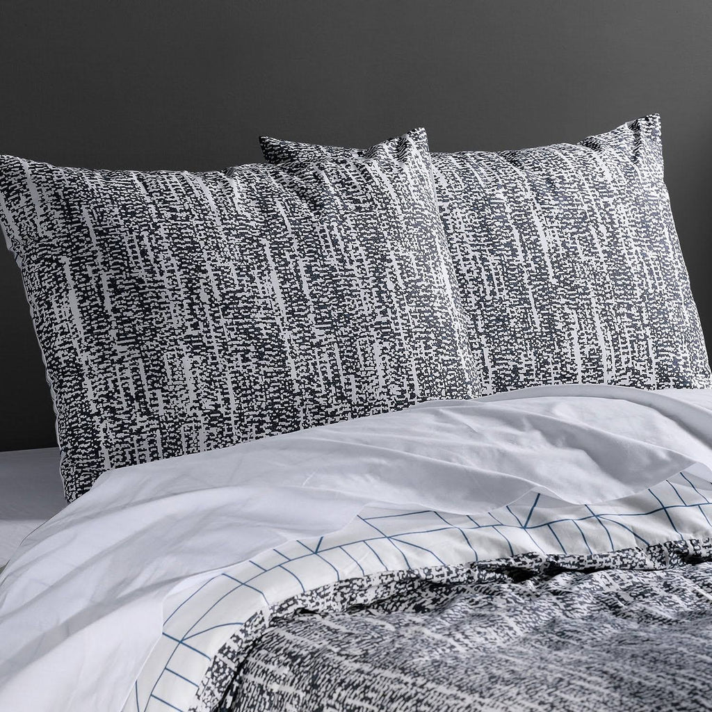 Blue Cotton Percale Reversible Duvet Cover Set Queen O66620