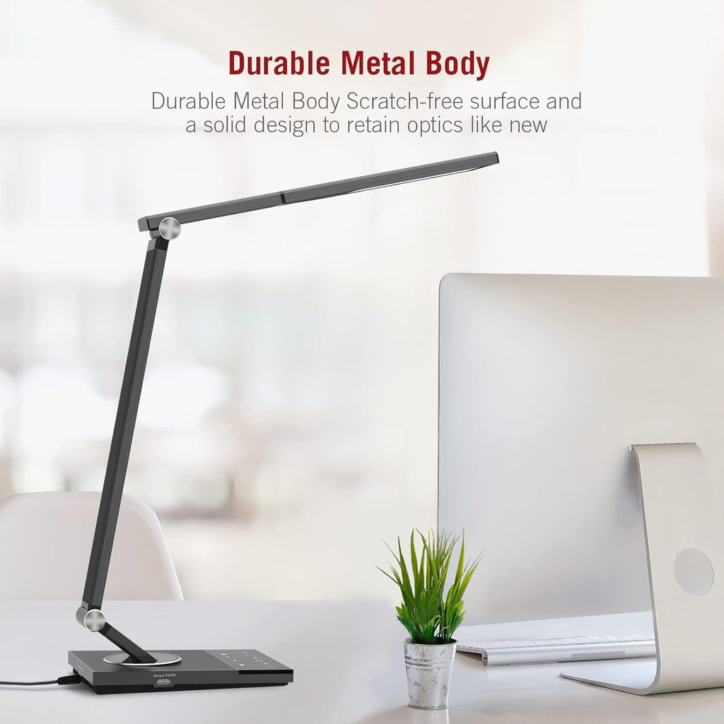LED Desk Lamp with USB Port, Adjustable, Touch Control, Grey R2155
