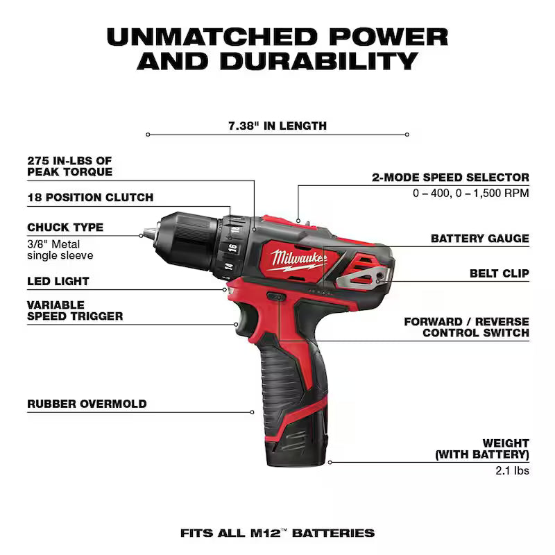 12V Cordless Drill Driver Impact Driver Combo Kit 2-Tool X191