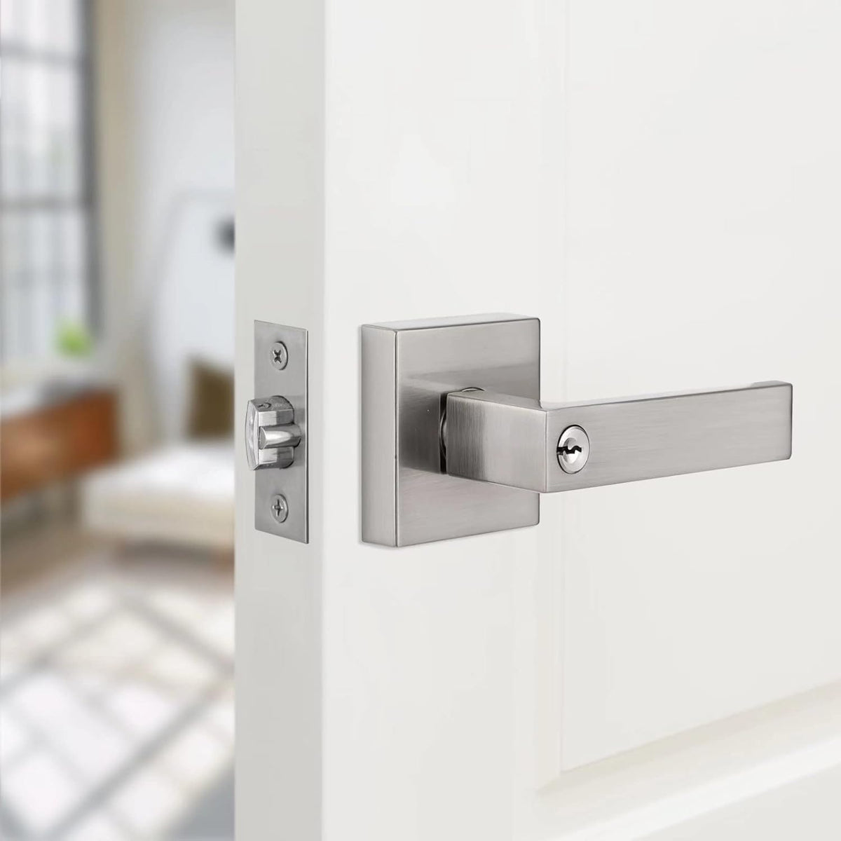 2 Pack Satin Nickel Non-Locking Passage Door Levers M80094