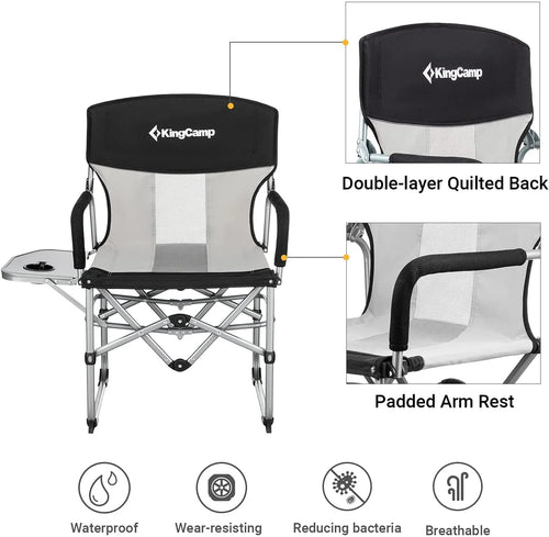 2 Pack Heavy Duty Folding Mesh Camping Chair with Side Table T580923