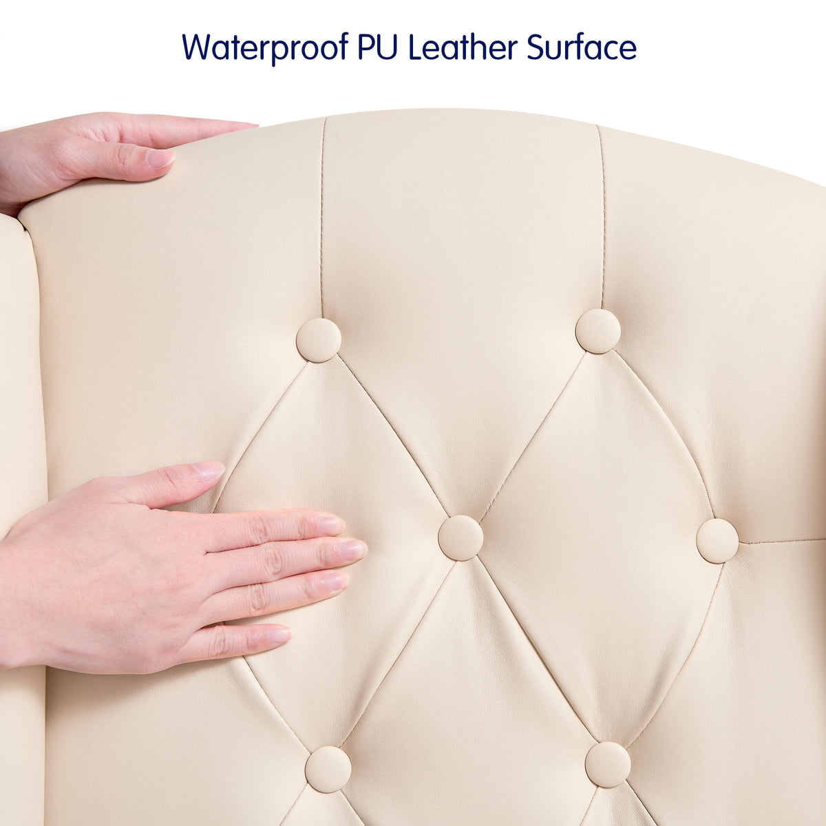 Waterproof PU Leather Dining Chairs Set of 4 Beige E975466