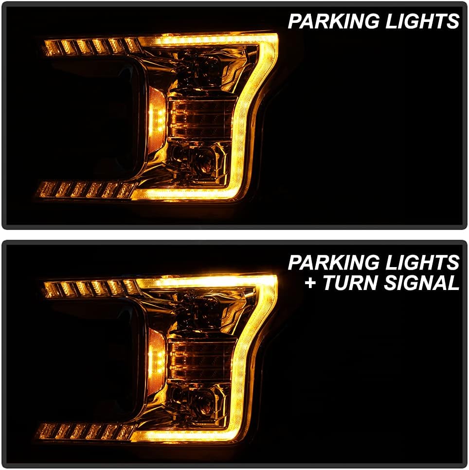 Halogen Chrome Amber LED Projector Headlights X816635