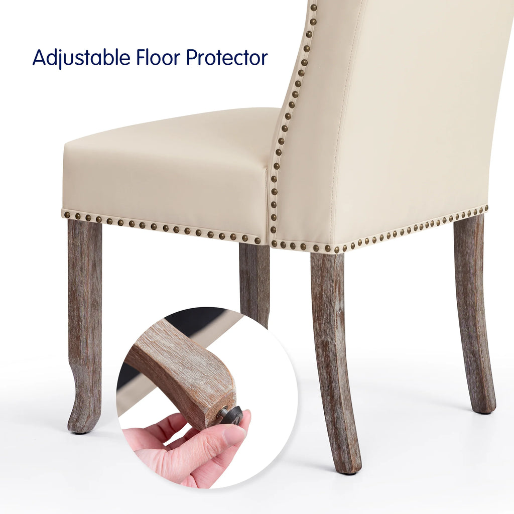 Waterproof PU Leather Dining Chairs Set of 4 Beige E975466