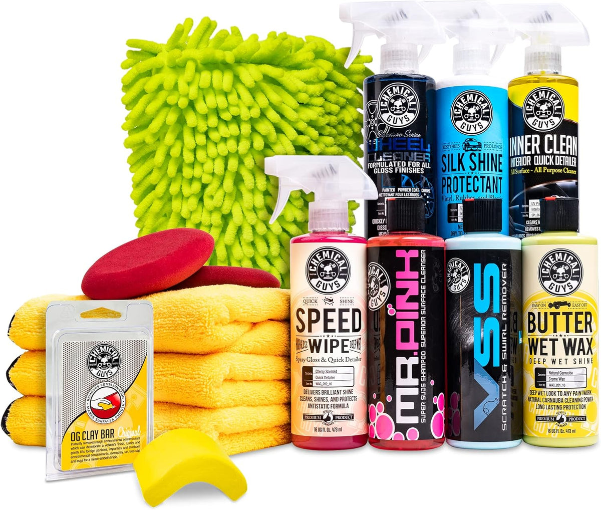 Car Cleaning Kit, 7 Items Including (6) 16 oz. Chemicals Pack of 2 J841