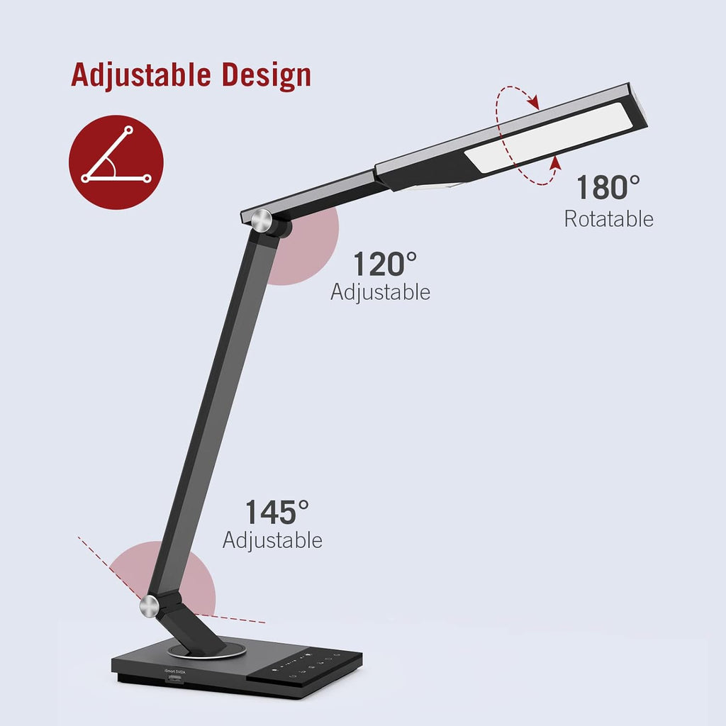 LED Desk Lamp with USB Port, Adjustable, Touch Control, Grey R2155