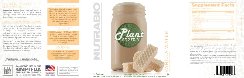 Vanilla Wafer Plant Protein Powder, 20G Protein per Scoop V47321