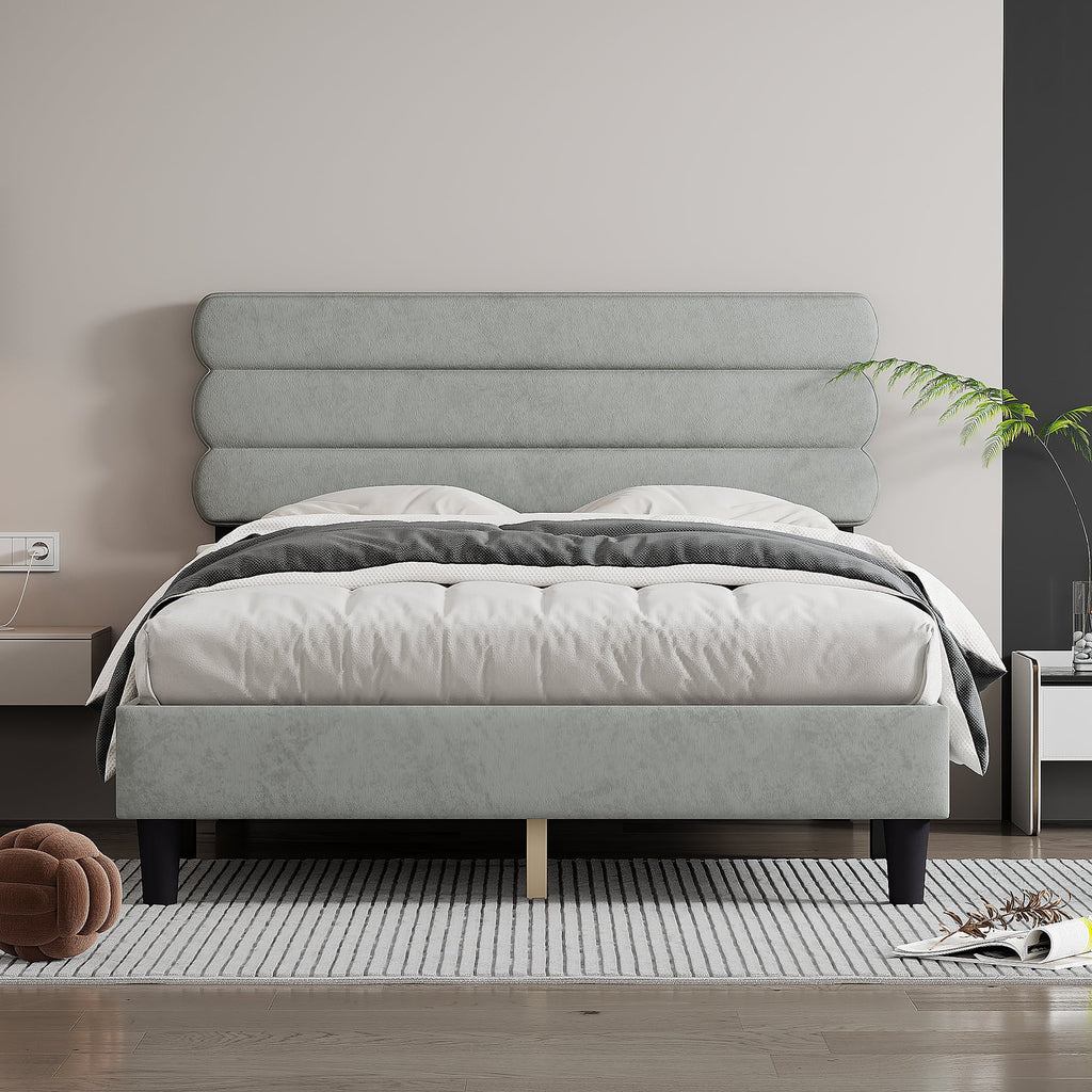 Full Size Bed Frame Light Gray M407923