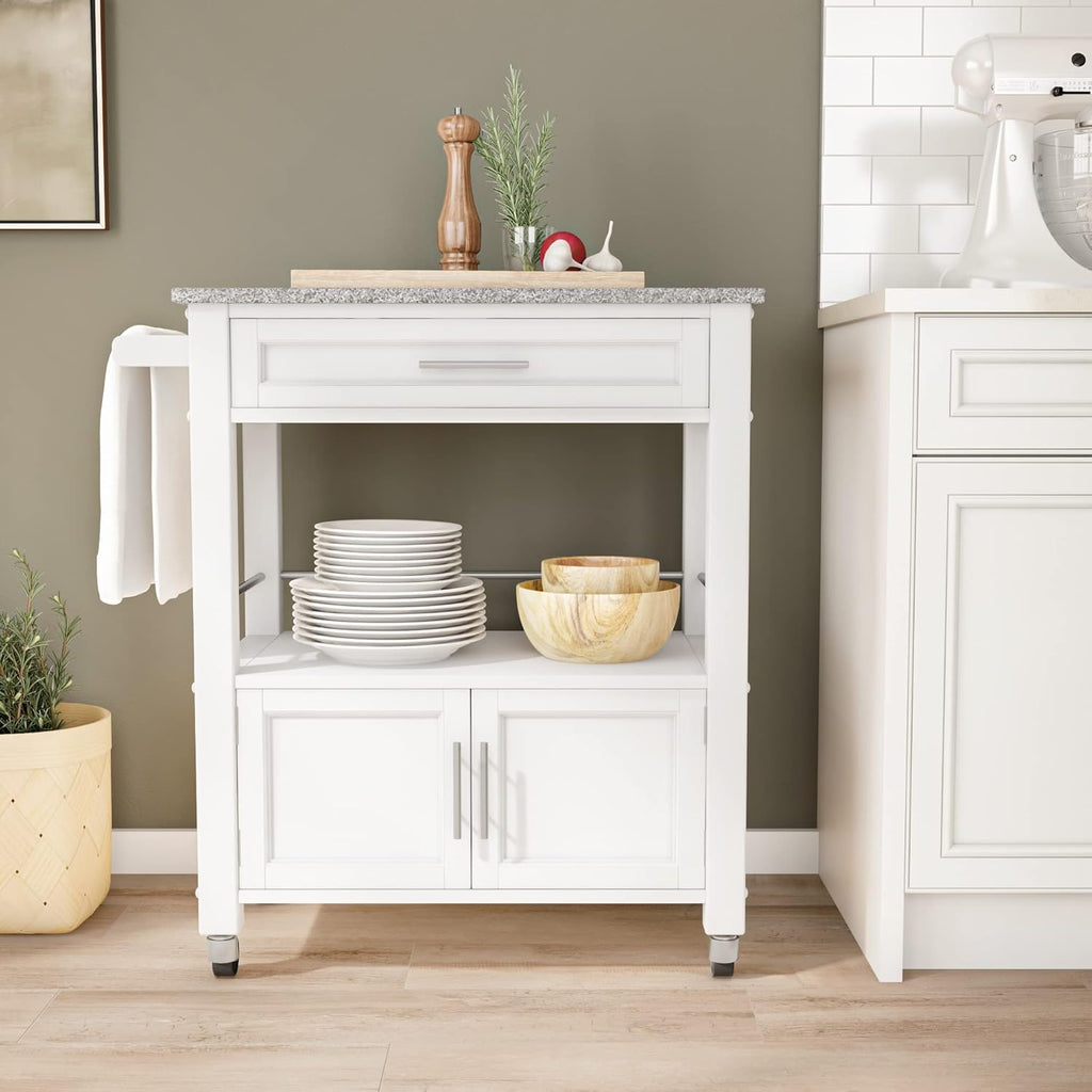 White Kitchen Cart D398