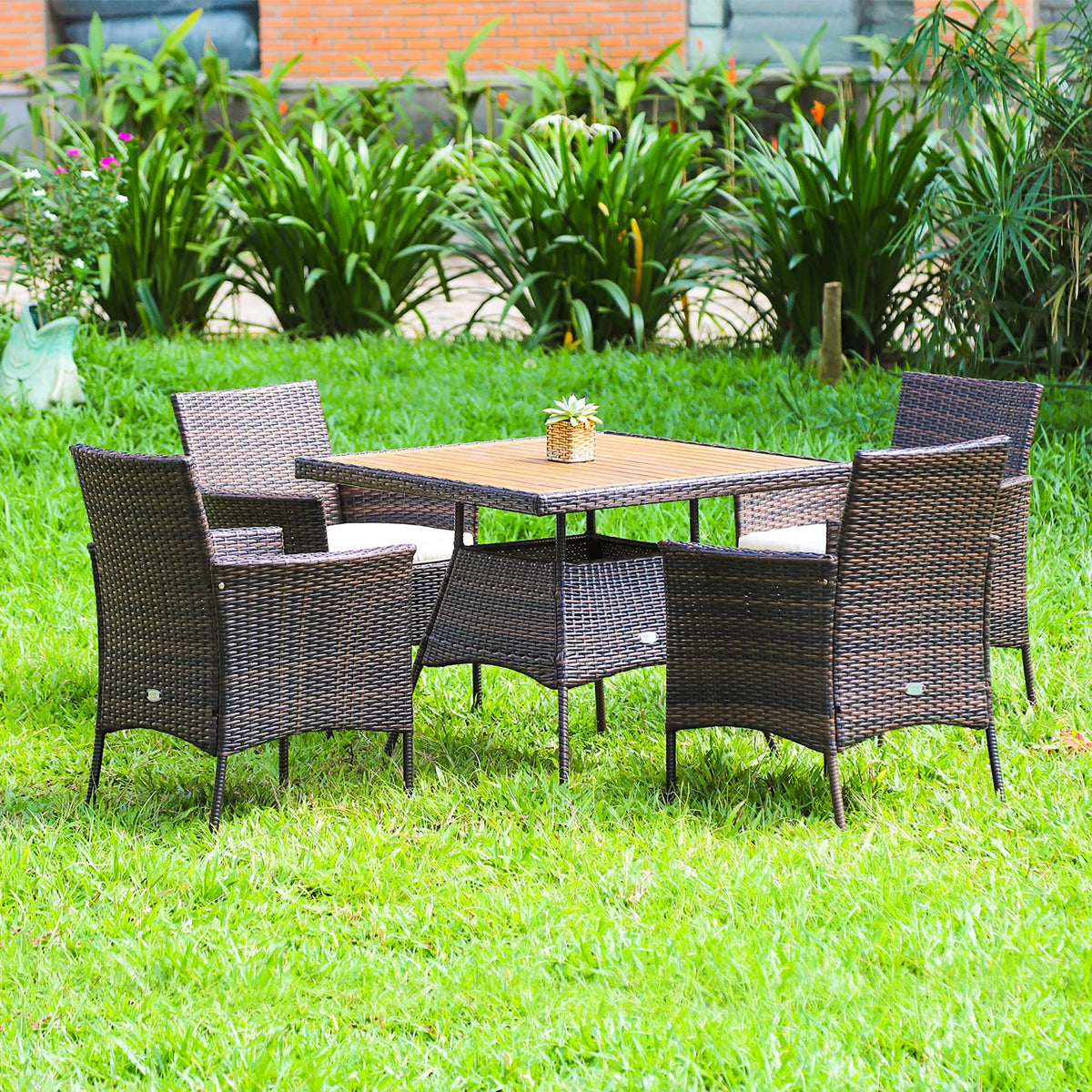 5 Pc Patio Rattan Dining Furniture Set V783970