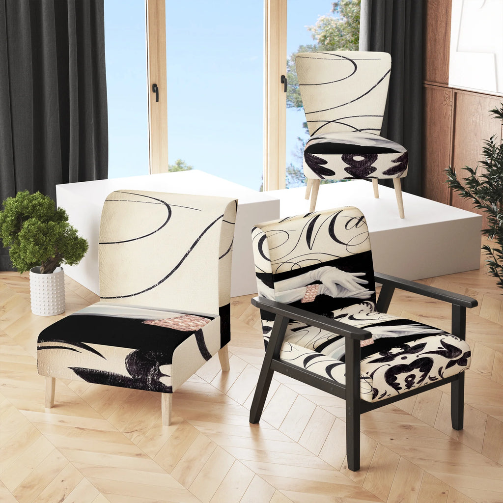 Black And White Upholstered Accent Chair R968693