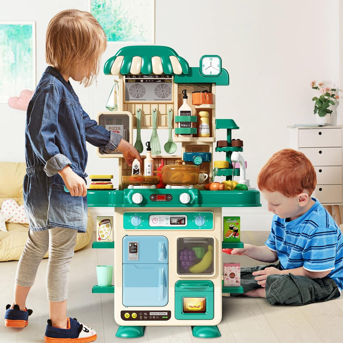 50 Pcs Kitchen Playset with Chef's Uniform, Green S809635
