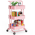 3 Tier Mesh Utility Cart with Handle and Lockable Wheels Black F982624