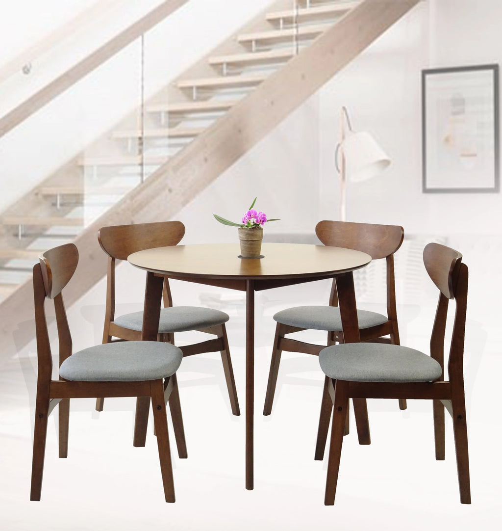 Round Wood Dining Table Medium Brown Finish Y94343