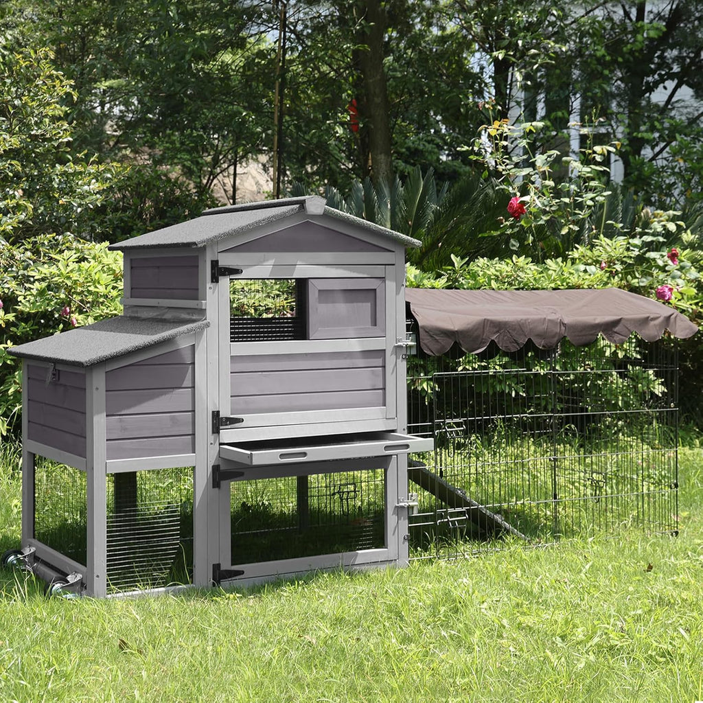 Large All-Steel Frame Chicken Coop with Metal Run H640