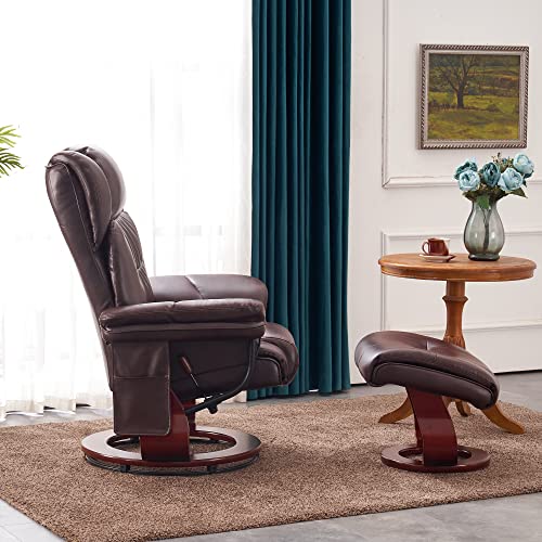 Grey Faux Leather Swivel Recliner with Ottoman Y59194